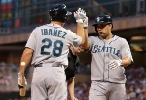 Raul Ibanez and Kendrys Morales