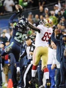 Richard Sherman hauls in an interception