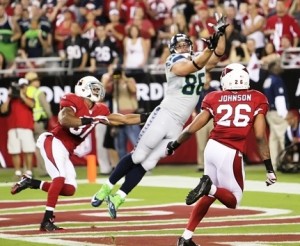 Zach Miller hauls in Wilson's TD throw