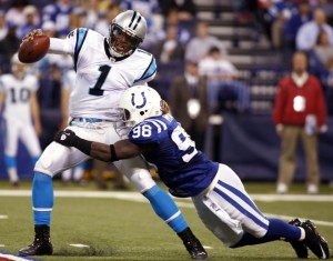 Robert Mathis sacking Cam Newton