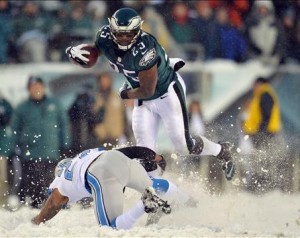 LeSean McCoy runs for yardage in "snow bowl"