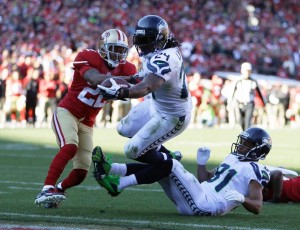 Marshawn Lynch dives for yardage