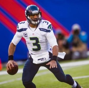 Russell Wilson look for a receiver