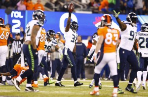 Kam Chancellor celebrates his interception