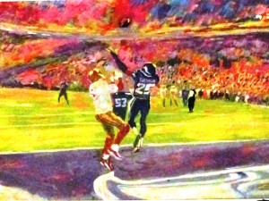 "Not in Our House": Painting of Richard Sherman's "Immaculate Deflection" by Robert Blehert