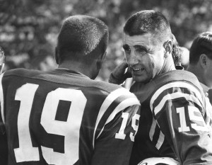 Earl Morrall with number 19, Johnny Unitas