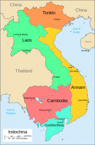 Map of Vietnam showing Tonkin, Anamm and Cochinchina