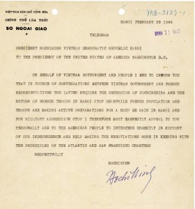 Ho Chi Minh's telegram to President Truman-Feb, 1946