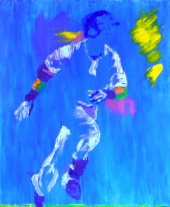 A painting emerging from the "wall of mud". (courtesy Robert Blehert , artist)