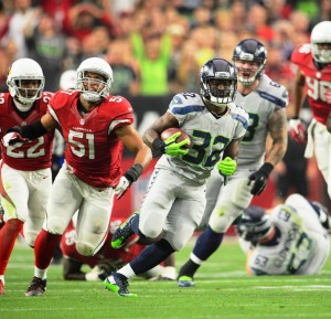 Seahawks running back Christine Michael rushed for 102 yards vs. Cards