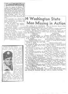 Newspaper articles announcing Dan Haffner as missing in action