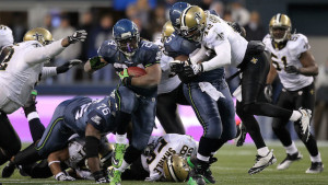 during the 2011 NFC wild-card playoff game at Qwest Field on January 8, 2011 in Seattle, Washington.